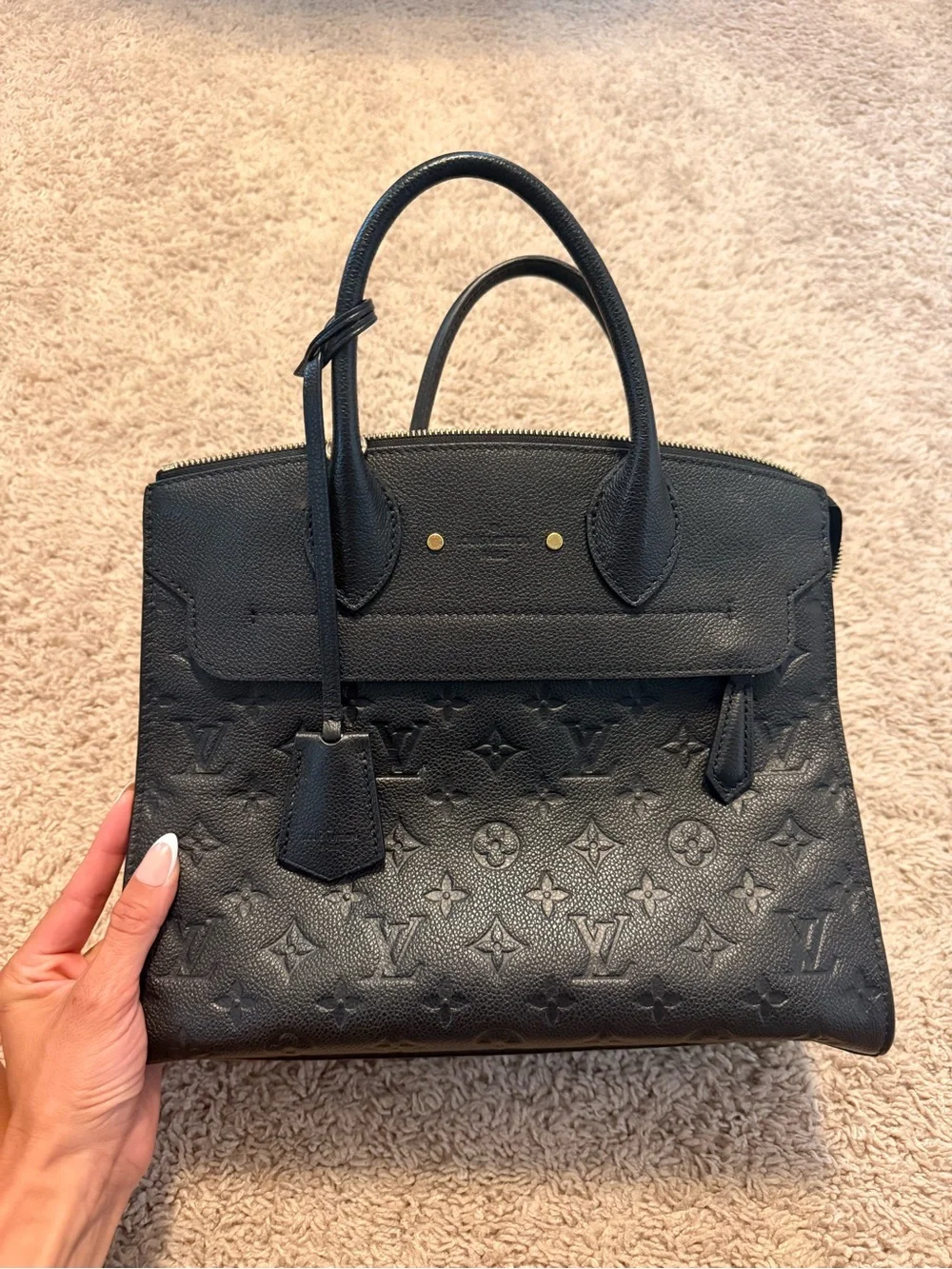 Louis Vuitton Onthego PM Black Monogram Empreinte Embossed Leather Tote