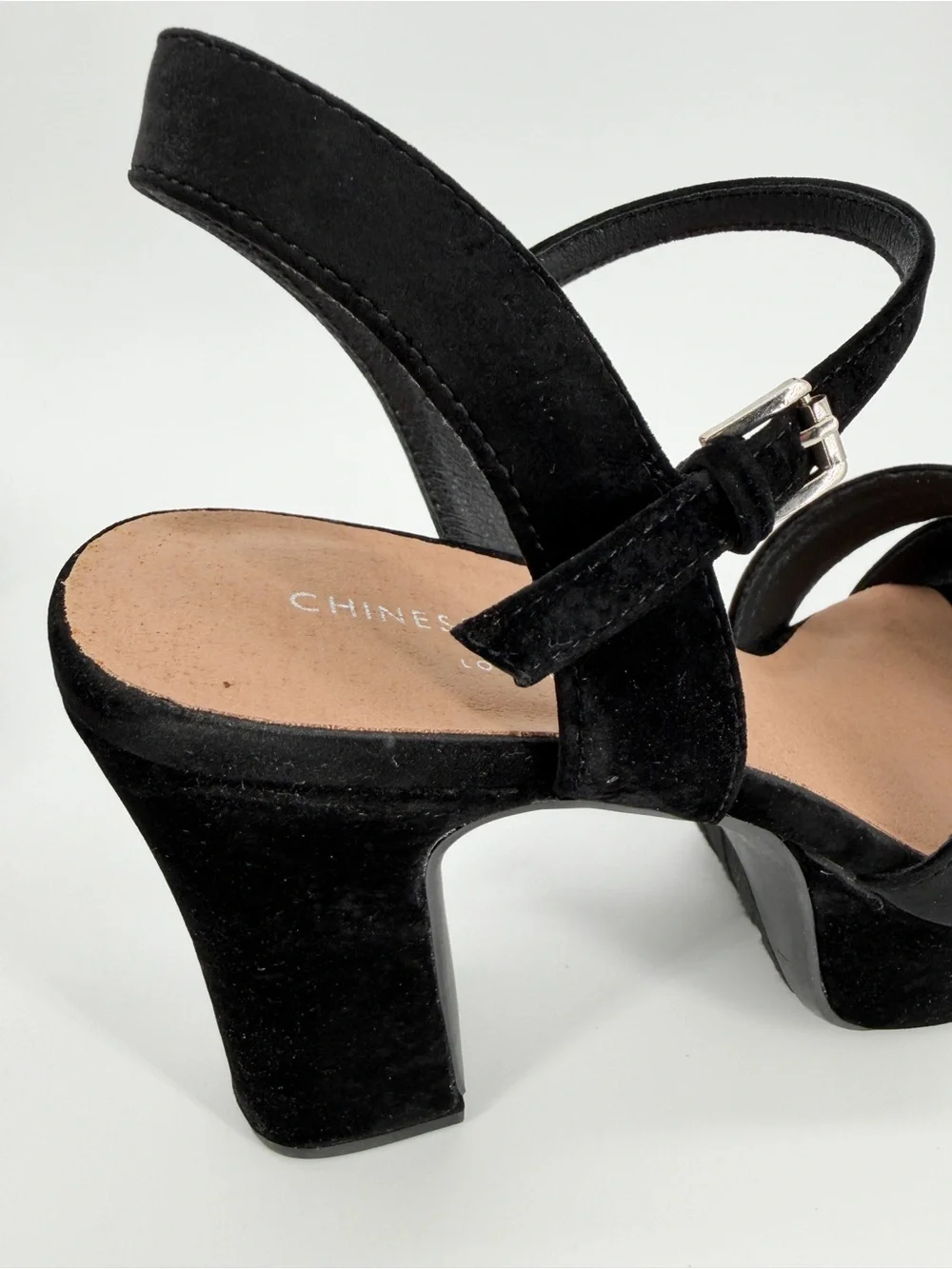 Chinese Laundry Daydreamer Velvet Platform Block Heel Sandals Black 10 NEW