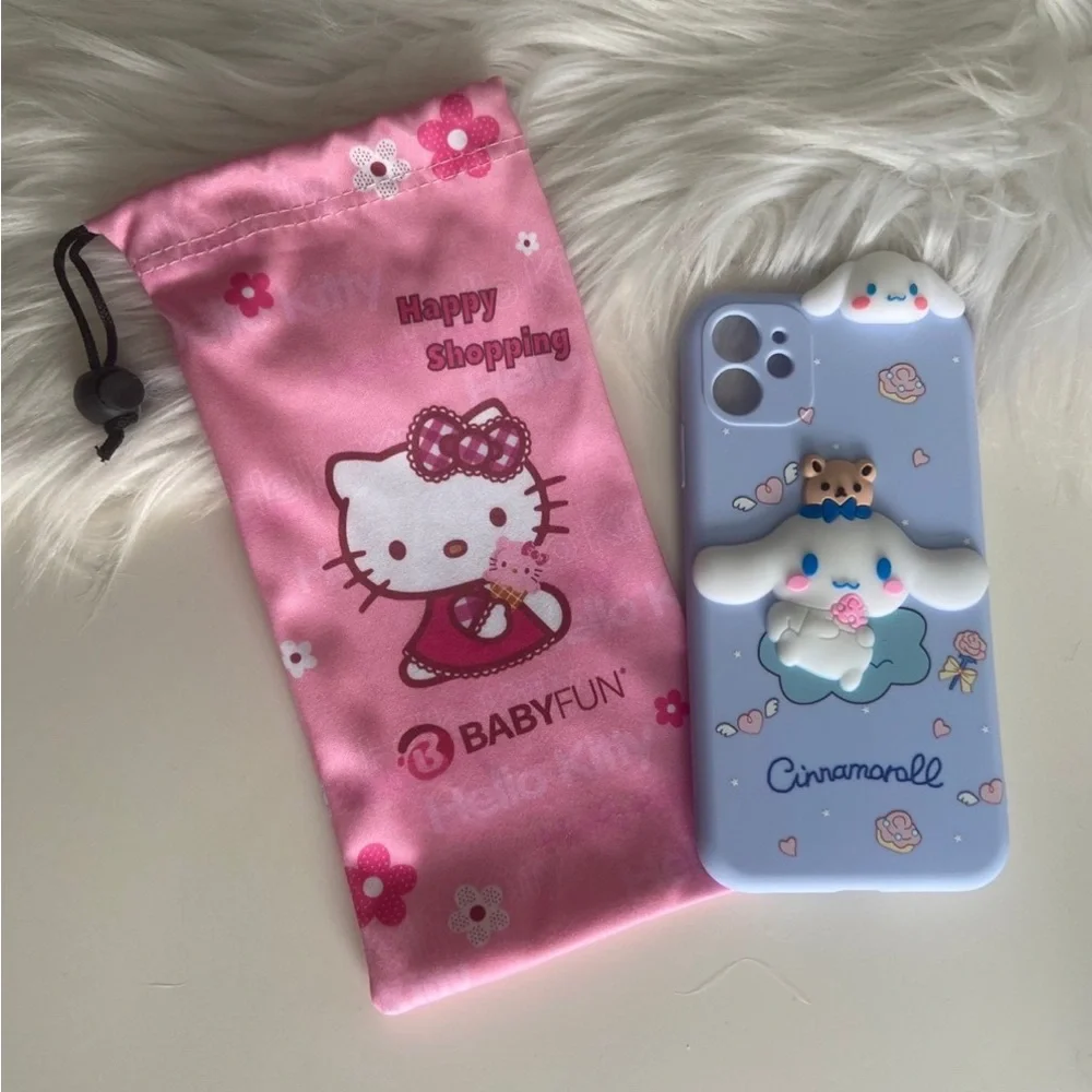 Sanrio Hello Kitty Cinnamoroll iPhone 11 Apple Case & Drawstring Pouch