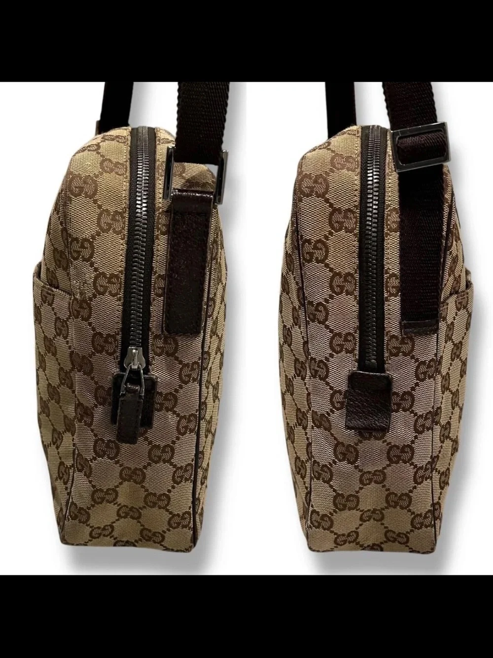 Gucci Beige & Brown GG Canvas Messenger Bag for Men