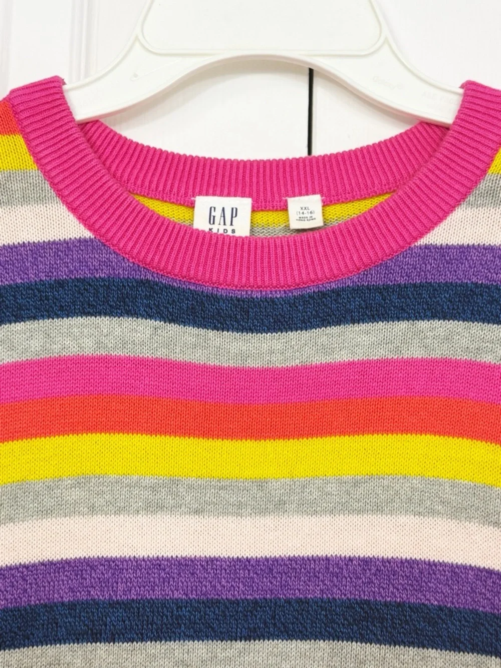 GAP Kids Colorful Pink Multi Crazy Stripe Long Sleeve Sweater Dress XXL