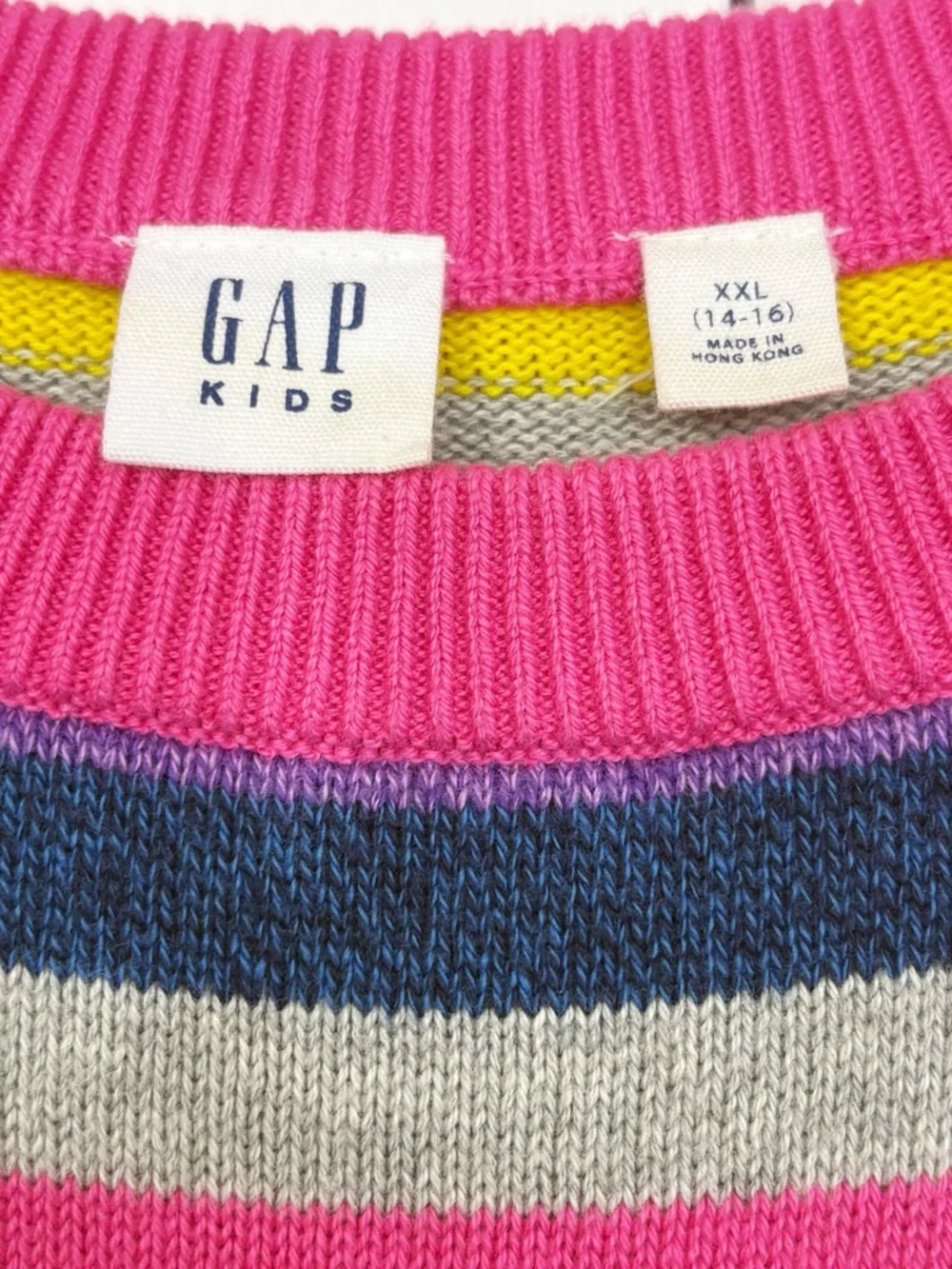 GAP Kids Colorful Pink Multi Crazy Stripe Long Sleeve Sweater Dress XXL