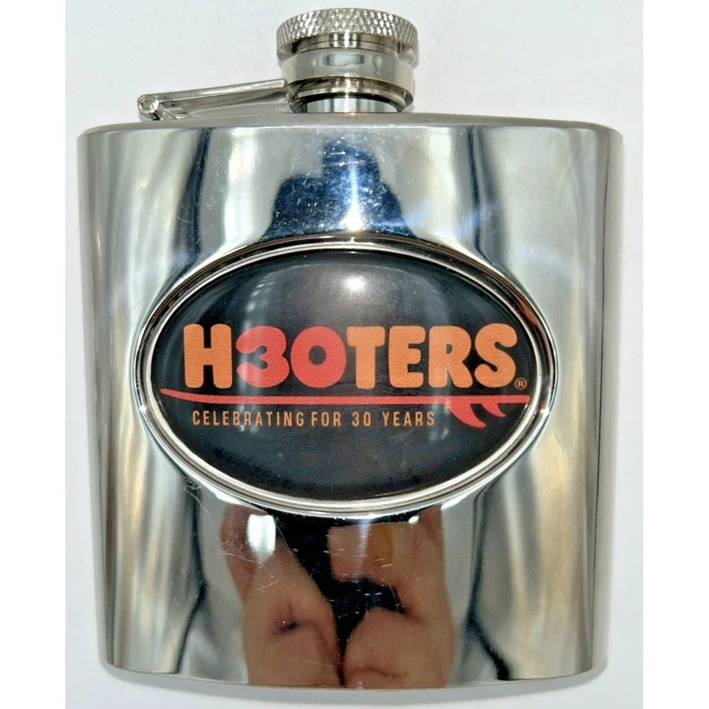 Hooters Celebrating For 30 Years Flasks Stainless Steel 6 Oz 4.5