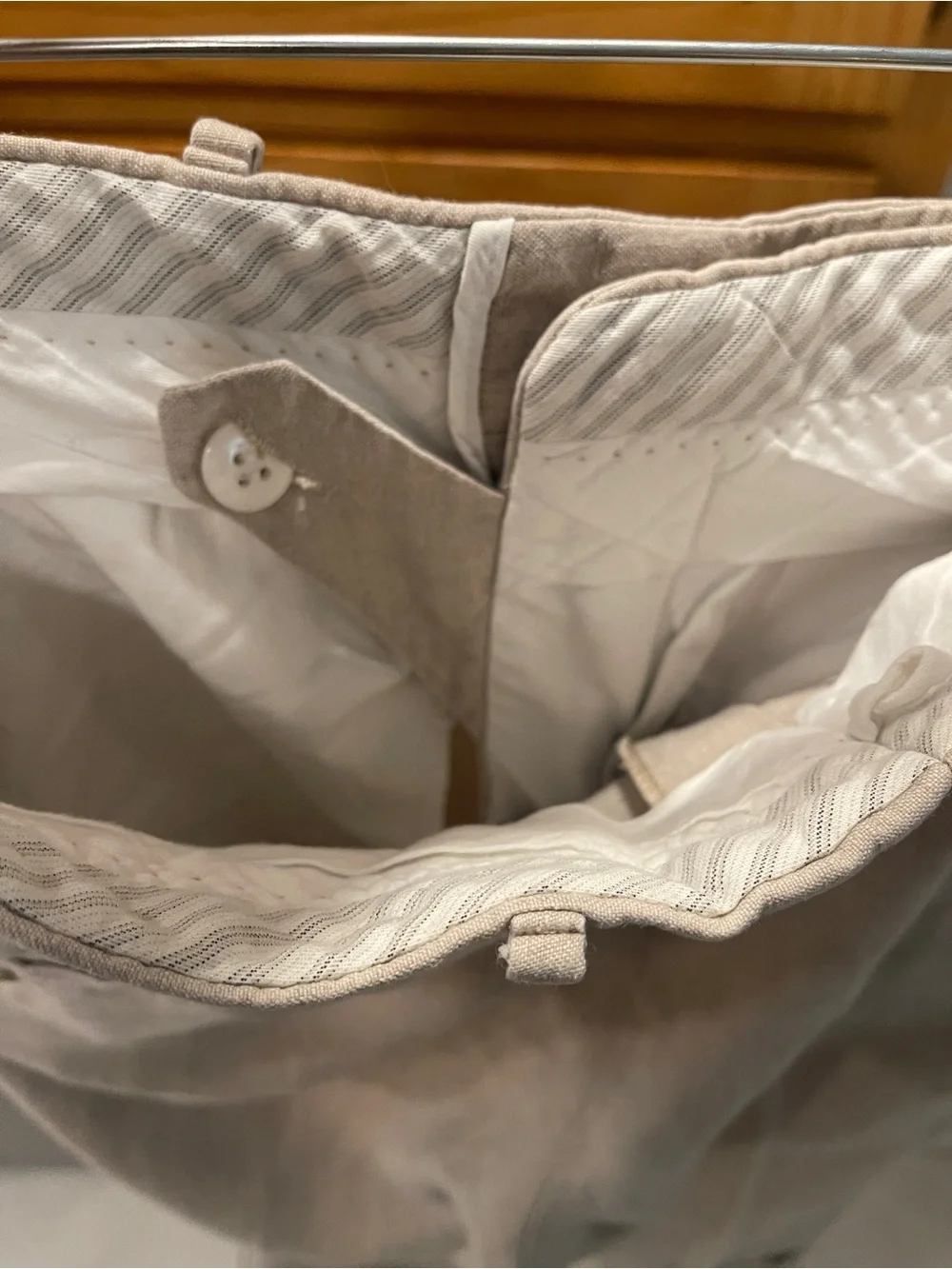 Samuelsohn Beige Linen-Blend Chinos | 34 x 28 | Designer Quality Material