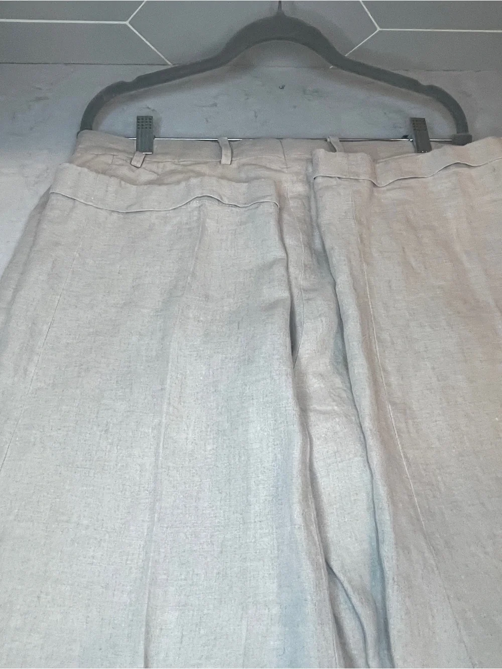 Samuelsohn Beige Linen-Blend Chinos | 34 x 28 | Designer Quality Material
