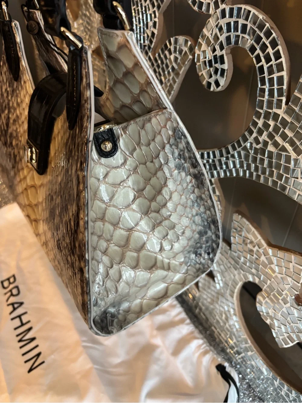 ⭐️Brahmin‎ Satchel in Black and Cream