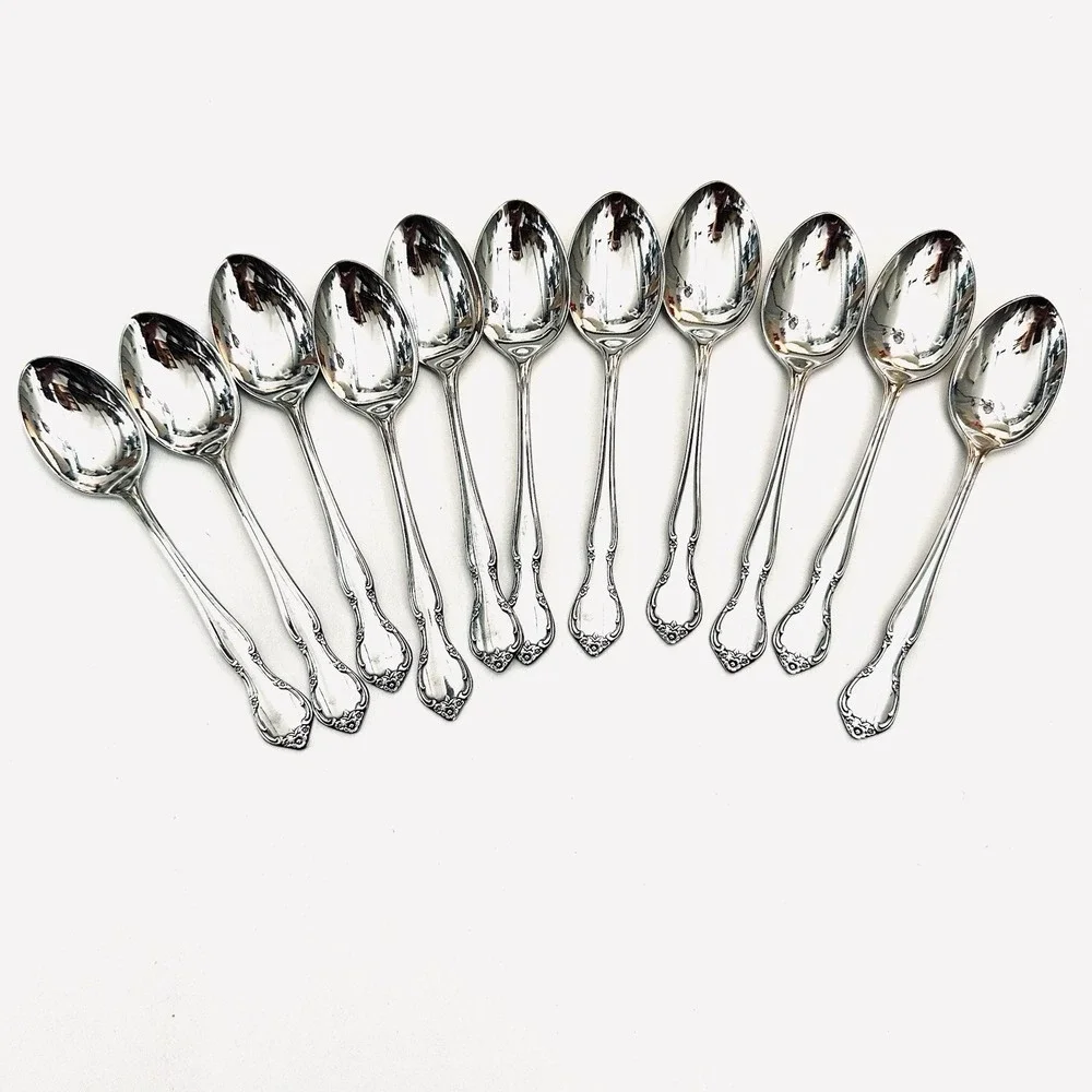 11 Gorham Stegor JOLIE LA BELLE‎ Stainless Flatware TEASPOONS dessert spoons