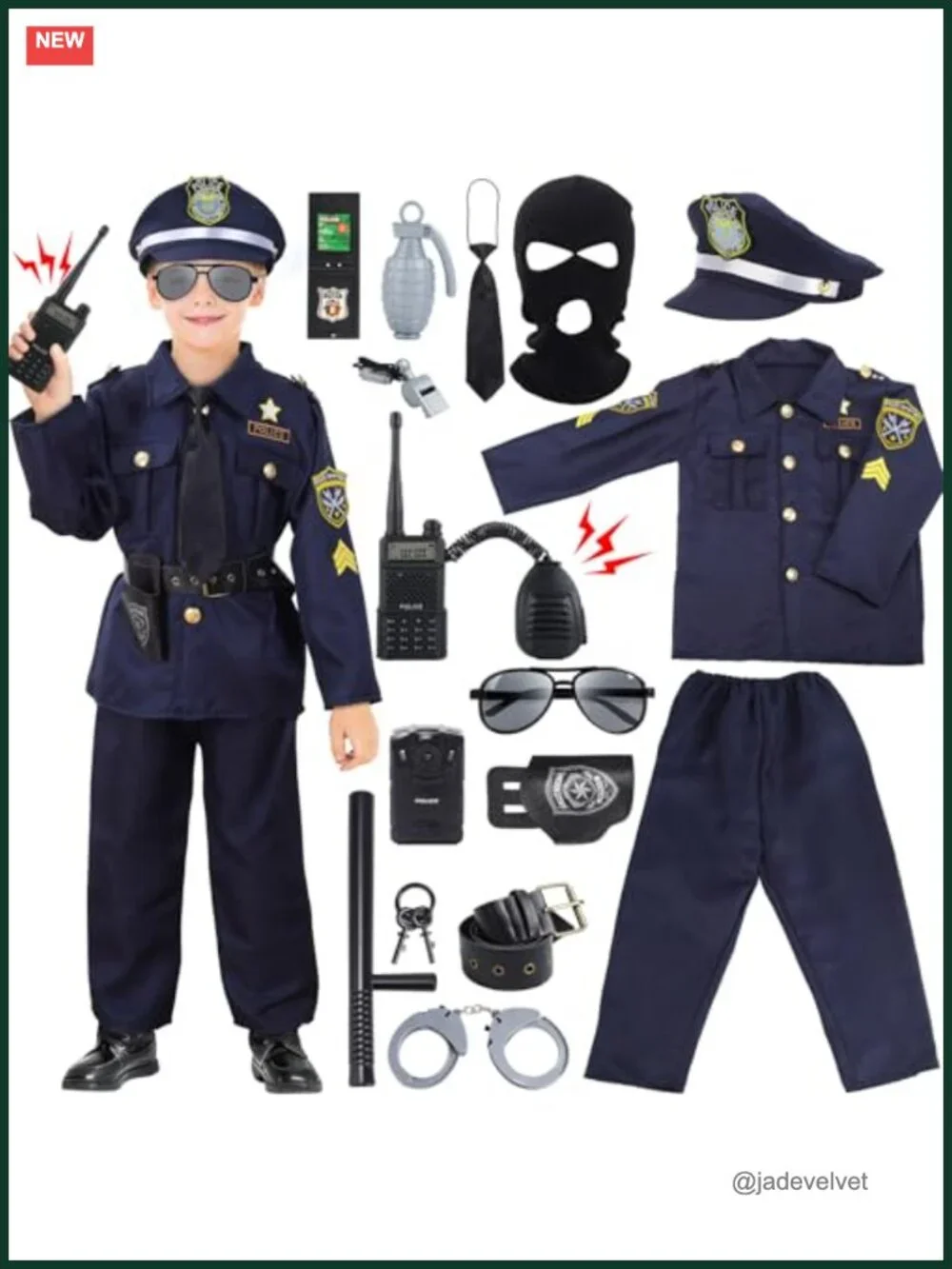 Kids Police Costume Role-Playing Set - 16 Piece Deluxe