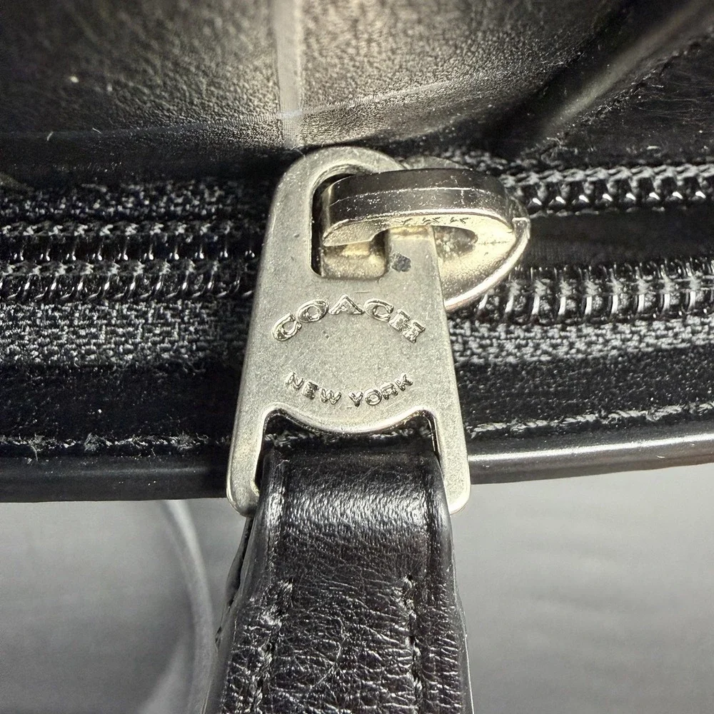 COACH Bag Briefcase Business Men's Leather Black‎ F71561 HUDSON Rare Plaid NWOT