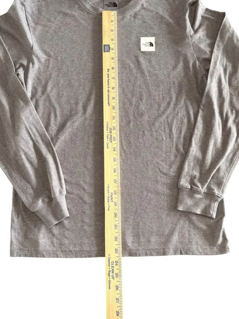 The Northface Long Sleeved Gray Box Logo Crew Neck T-Shirt Mens Small