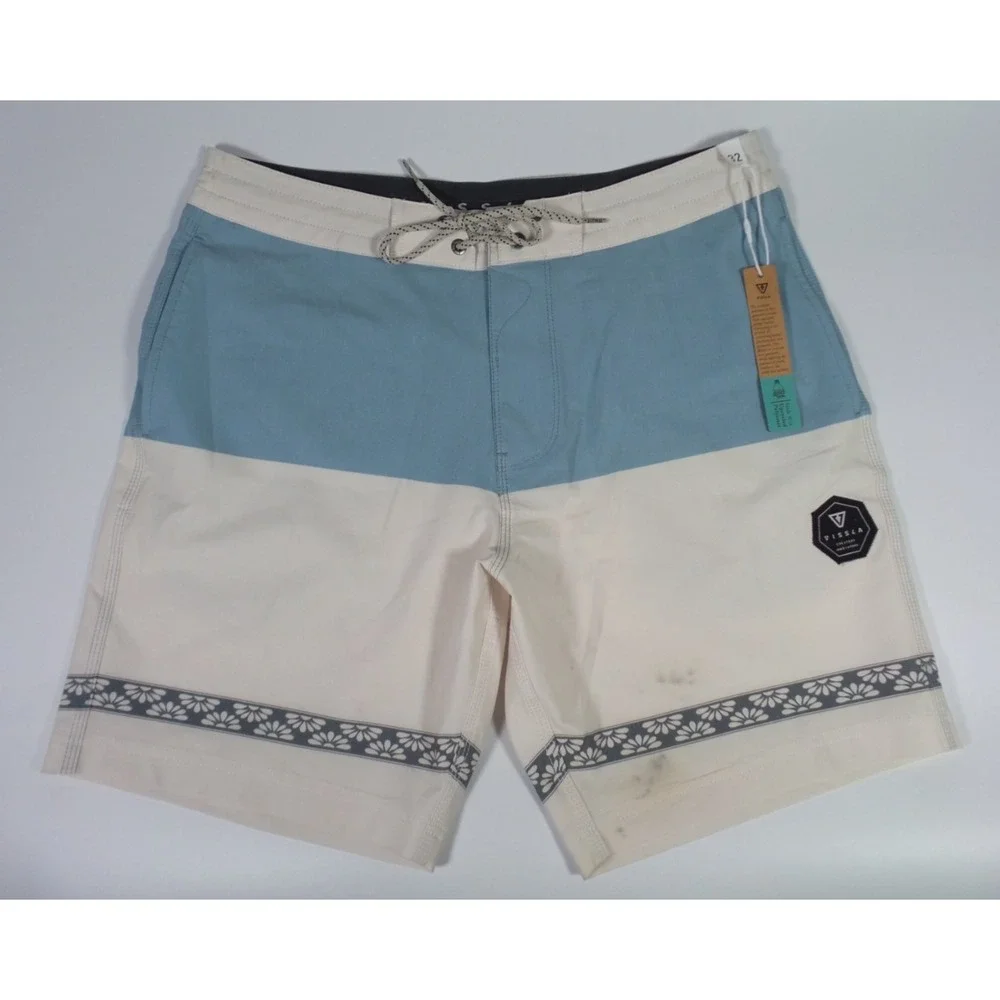 Vissla Shorts Mens Size 32‎ Beige Boardshorts Drawstring Pockets Stretch Blemish