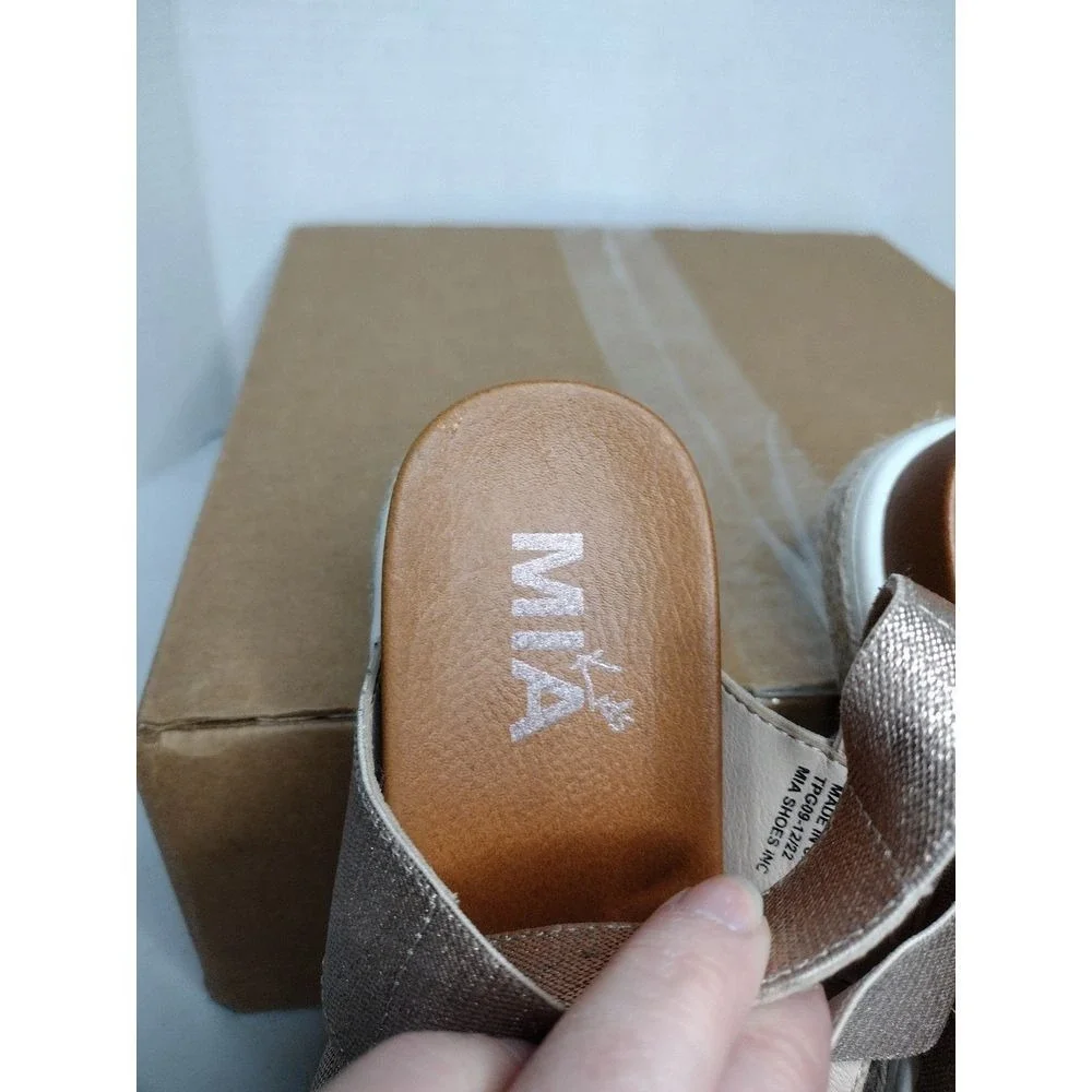 MIA Kids Girls Glitter Elastic‎ Strap Platform Sandals Rose Gold Size 1