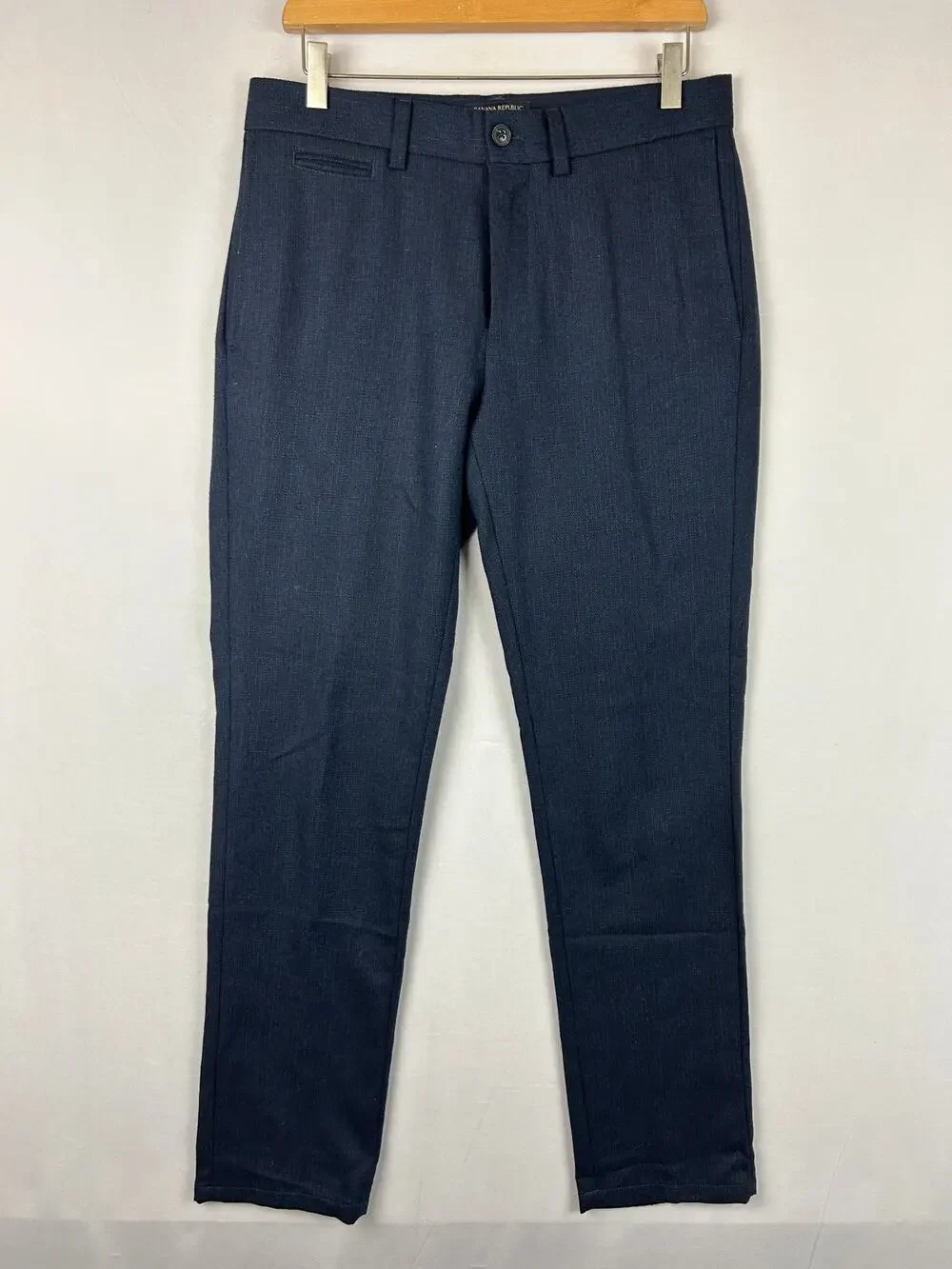 Banana Republic Aiden Fit Nova Fides Wool Trouser Pant Navy Blue Mens size 30x32