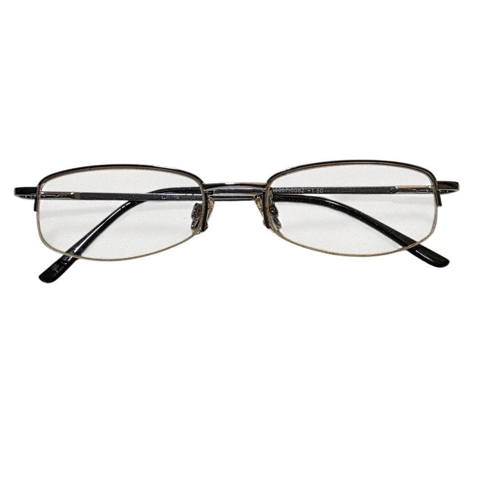 Semi-Rimless Goldtone Metal Frame Reading Glasses +1.5 Power