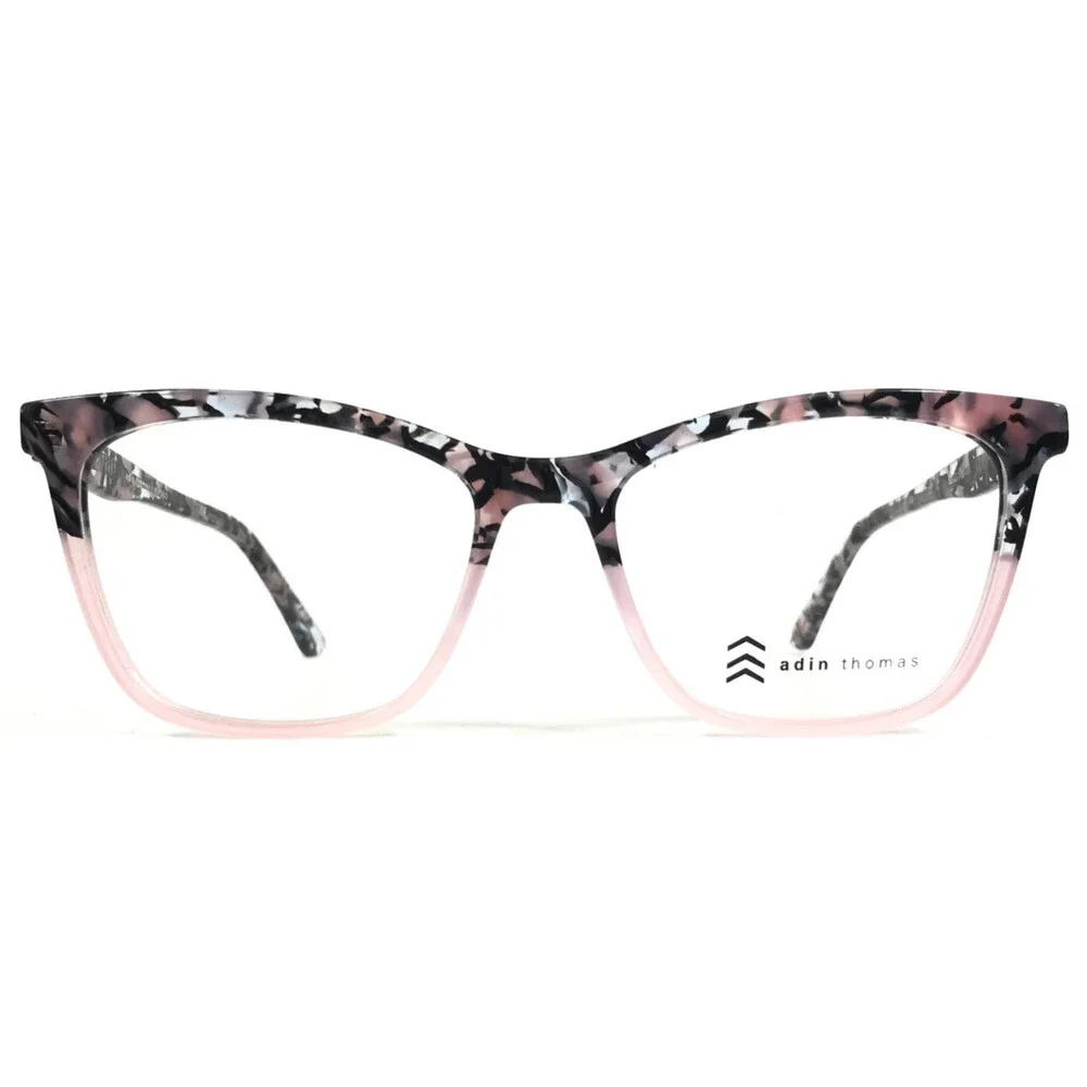 Adin Thomas Eyeglasses Frames AT-580 C1 Ice Pink Black Marbled 52-17-140