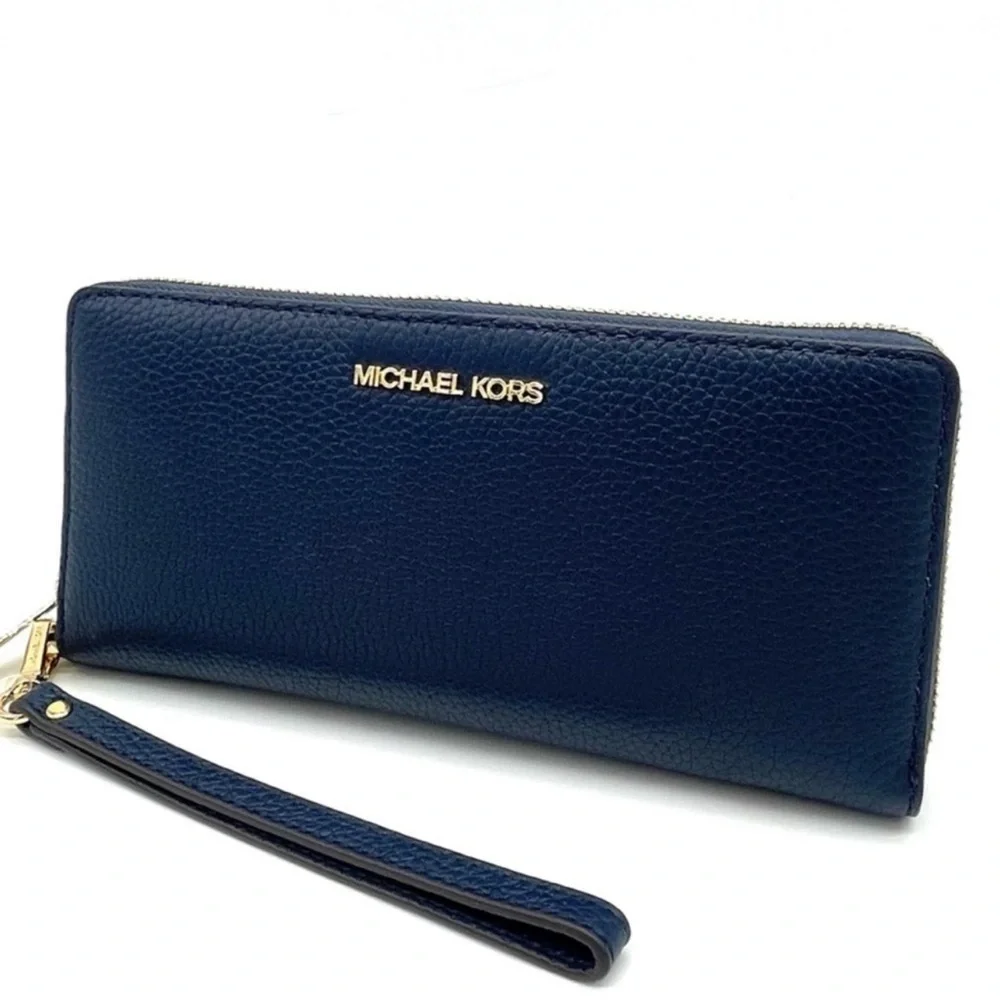 Michael Kors Large Continental Wallet Wristlet Navy Blue (NWT)