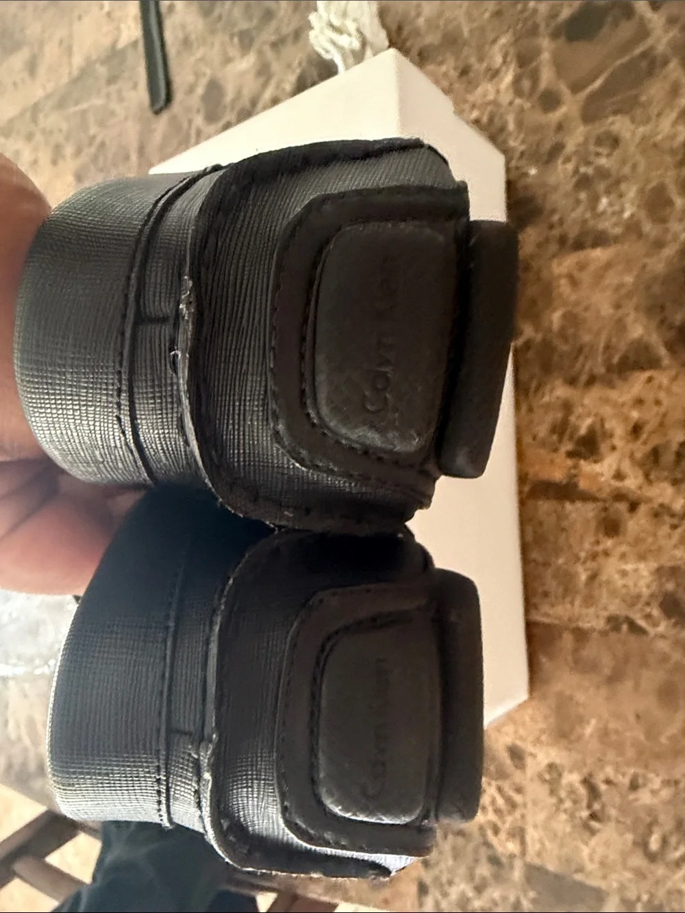 Calvin Klein Black Leather Bit-Detail Slip-On Loafers