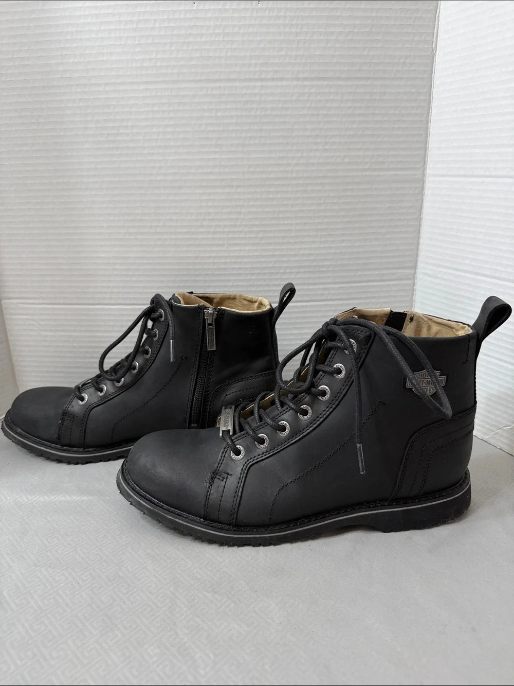Harley-Davidson Men’s Size 9.5 Stratford Black orLeather Lace-Up Motorcycle Boot
