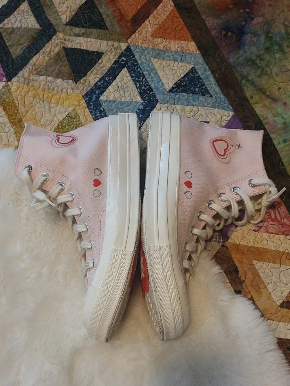 Converse High Top Chuck 70 Bling Accent Valentine Hearts Sneakers