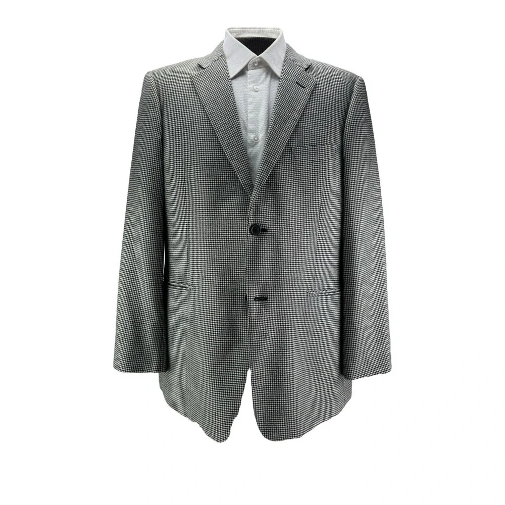 John W. Nordstrom Loro Piana Pure Cashmere Black & White Houndstooth‎ Blazer 44R
