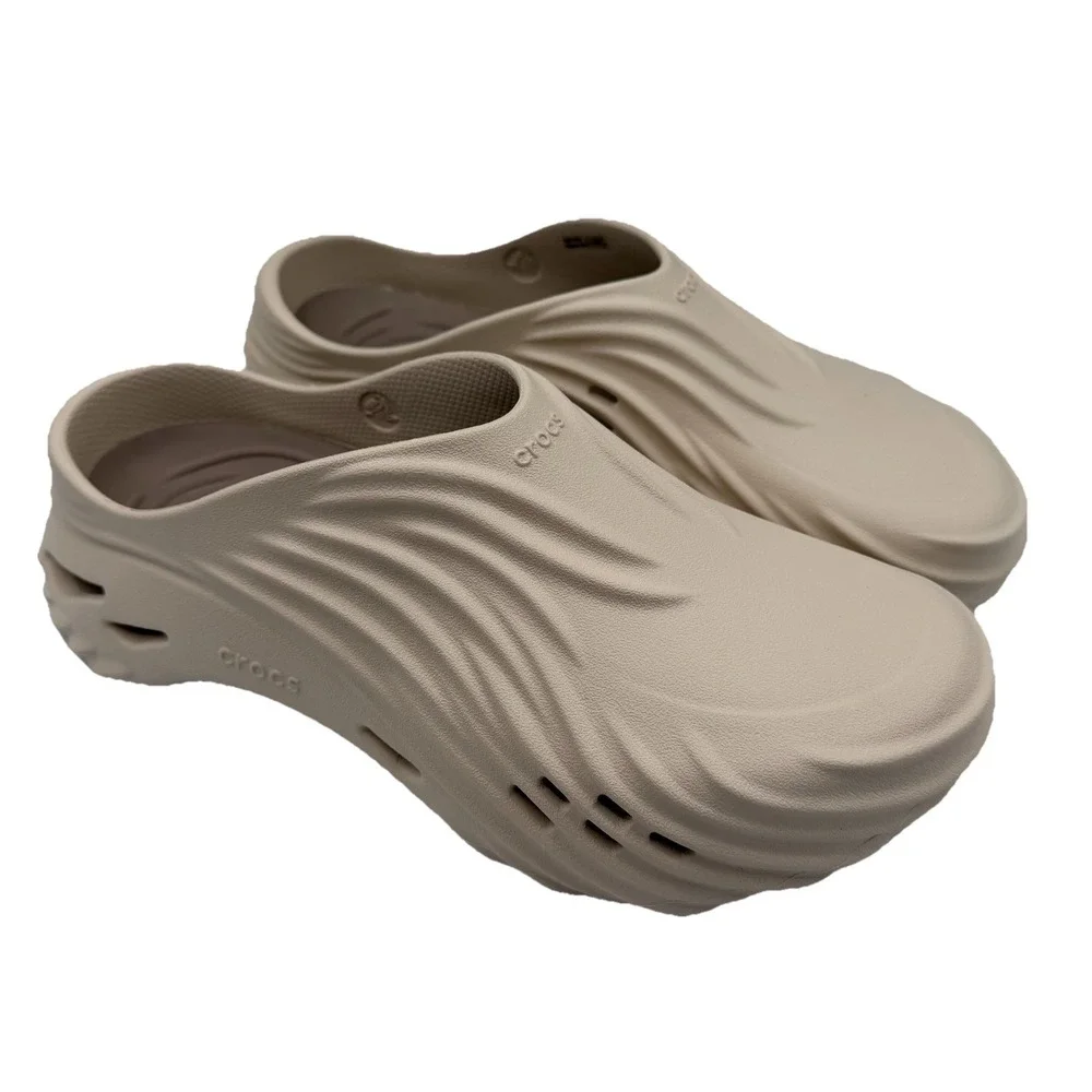 Crocs Echo Wave Clogs‎ Mens Sz 11 Almond Tint Beige Brown Slip On Shoes