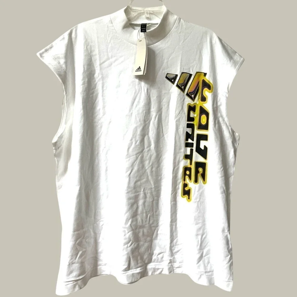 Adidas Pride Graphic Muscle Tank Top Unisex Small White Heavy Cotton Tee NWT