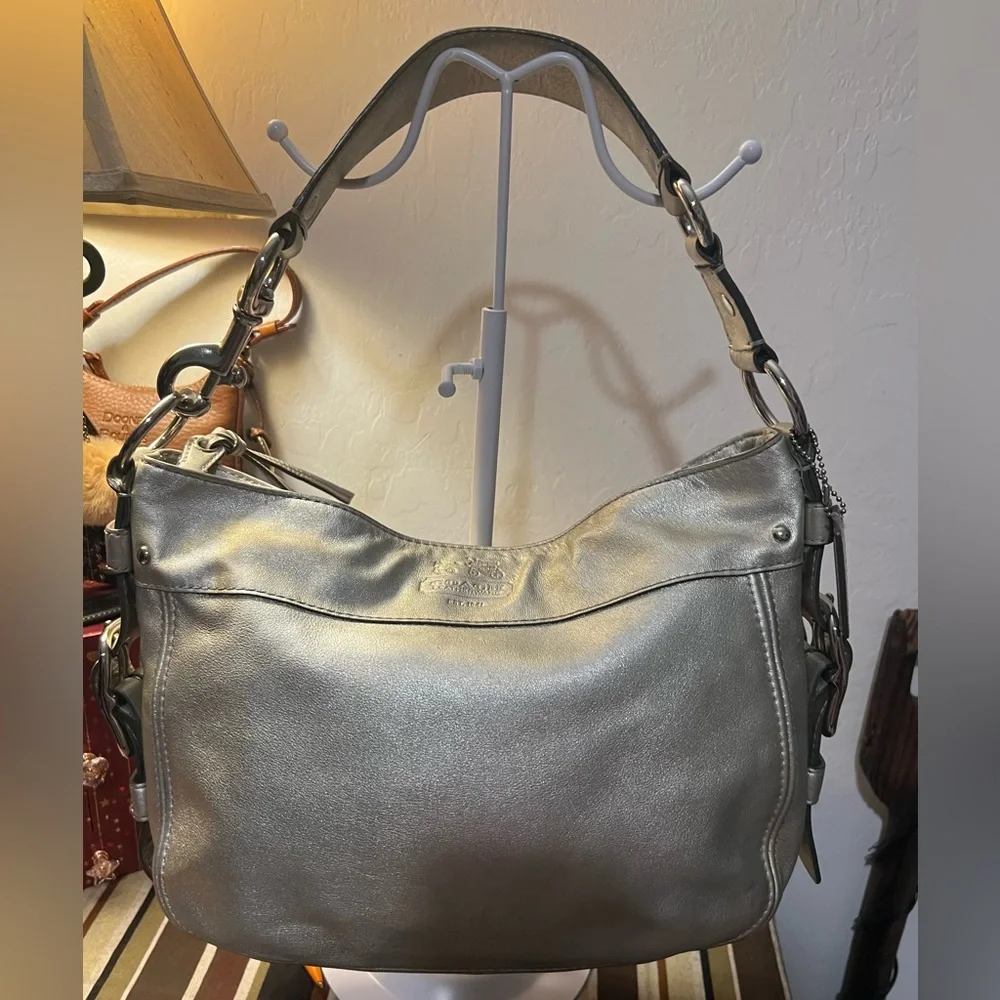 Coach 2008 Zoe Silver Leather Hobo Shoulder Bag Creed J0882-12671 (PIF)