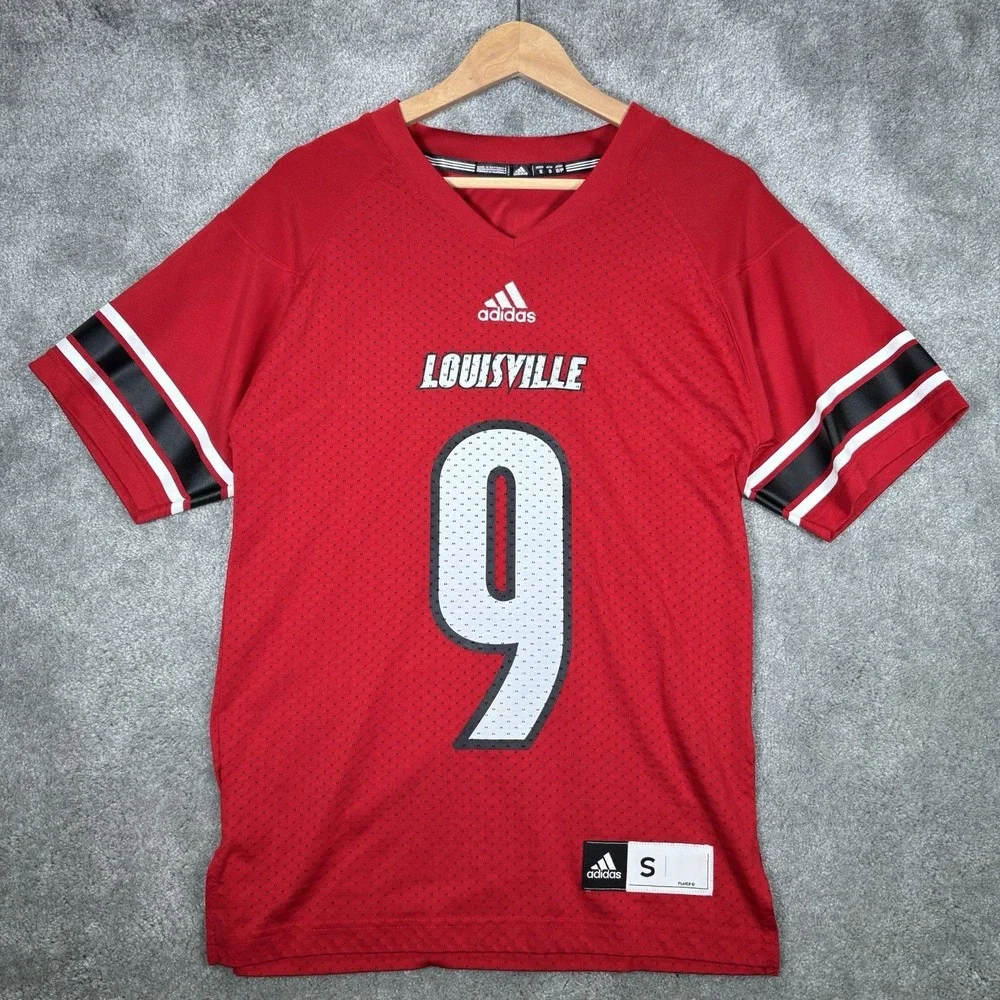 Adidas Louisville Cardinals #9 Football Jersey Mens S Red Mesh