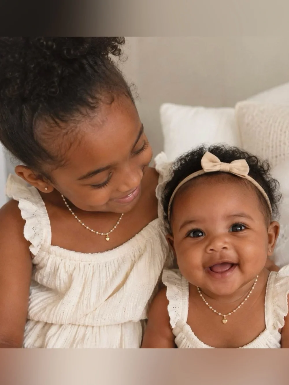 Baby Gold filled and White fresh water Pearl Heart Pendant Necklace