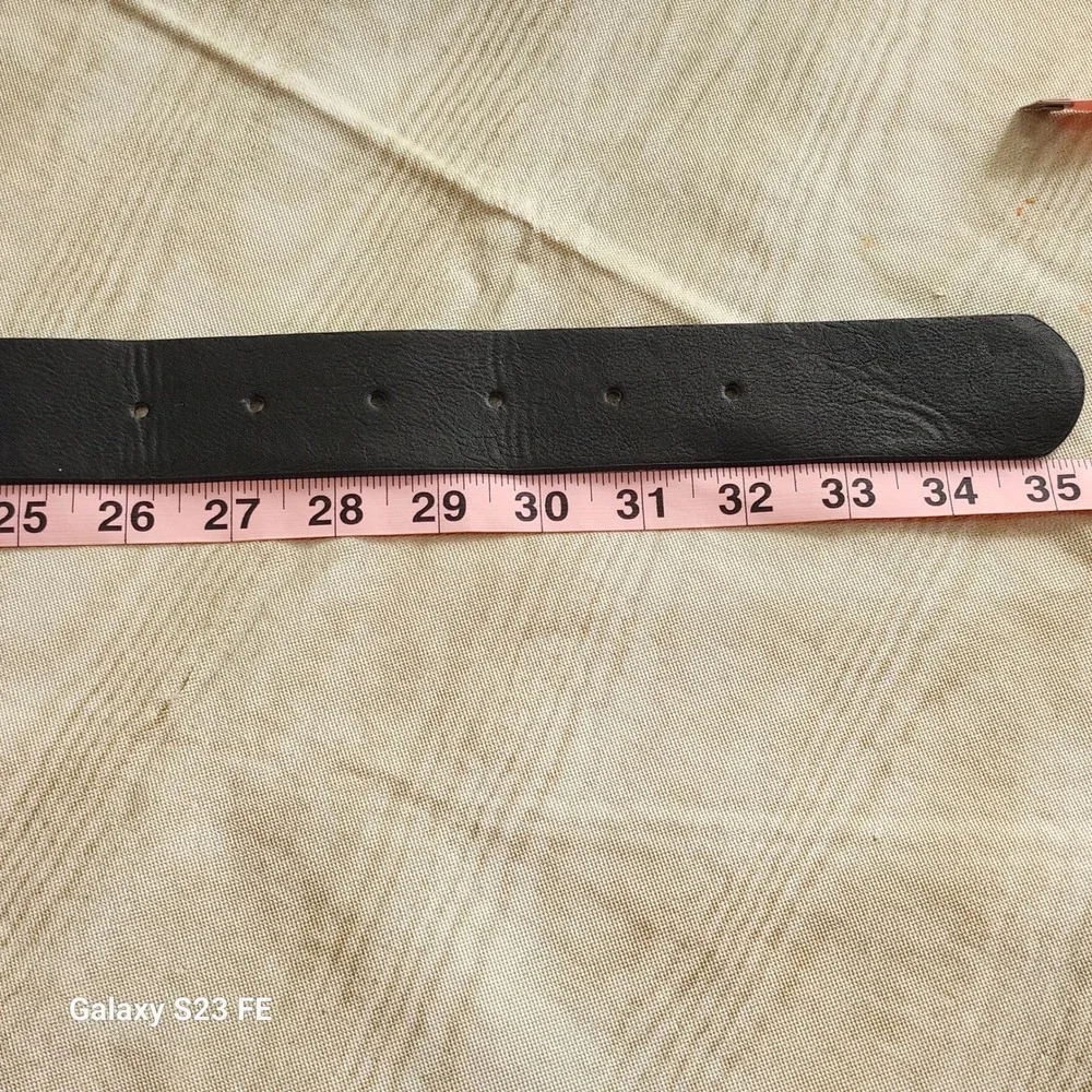 Brandy‎ Melville Belt Women OS Black Vegan  Leather Silver Circle Buckle