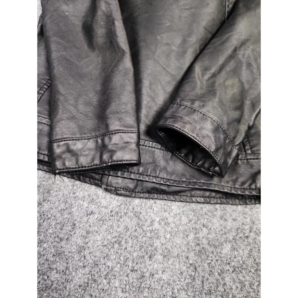 Genuine Kids OshKosh Toddler Faux Leather Moto Jacket Black Grey Hooded Coat 2T