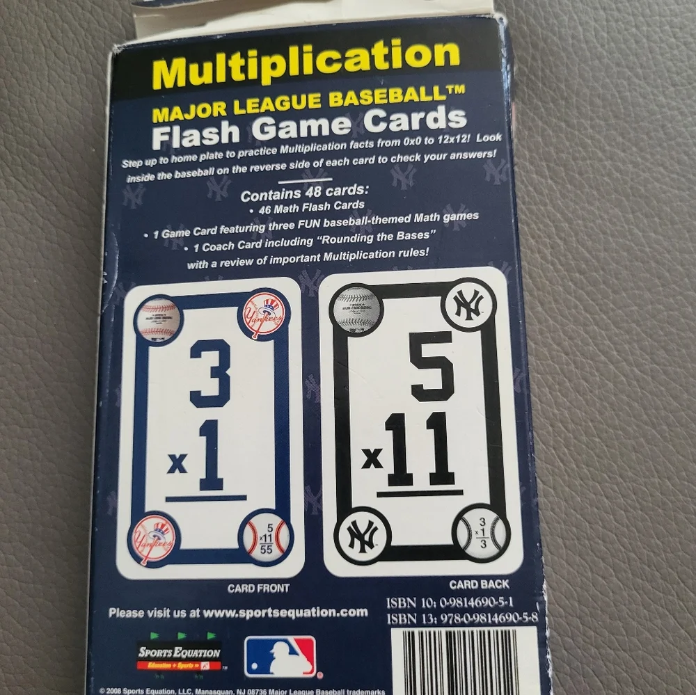 MultiplicationMajor League Baseball New York Yankees 48‎ Flash Card Math