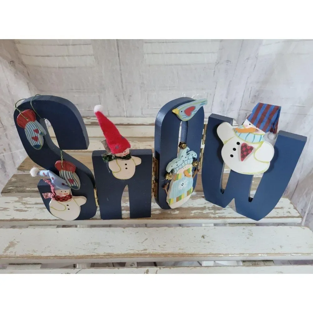 Snowman snow‎ jointed home Xmas decor folk art fun