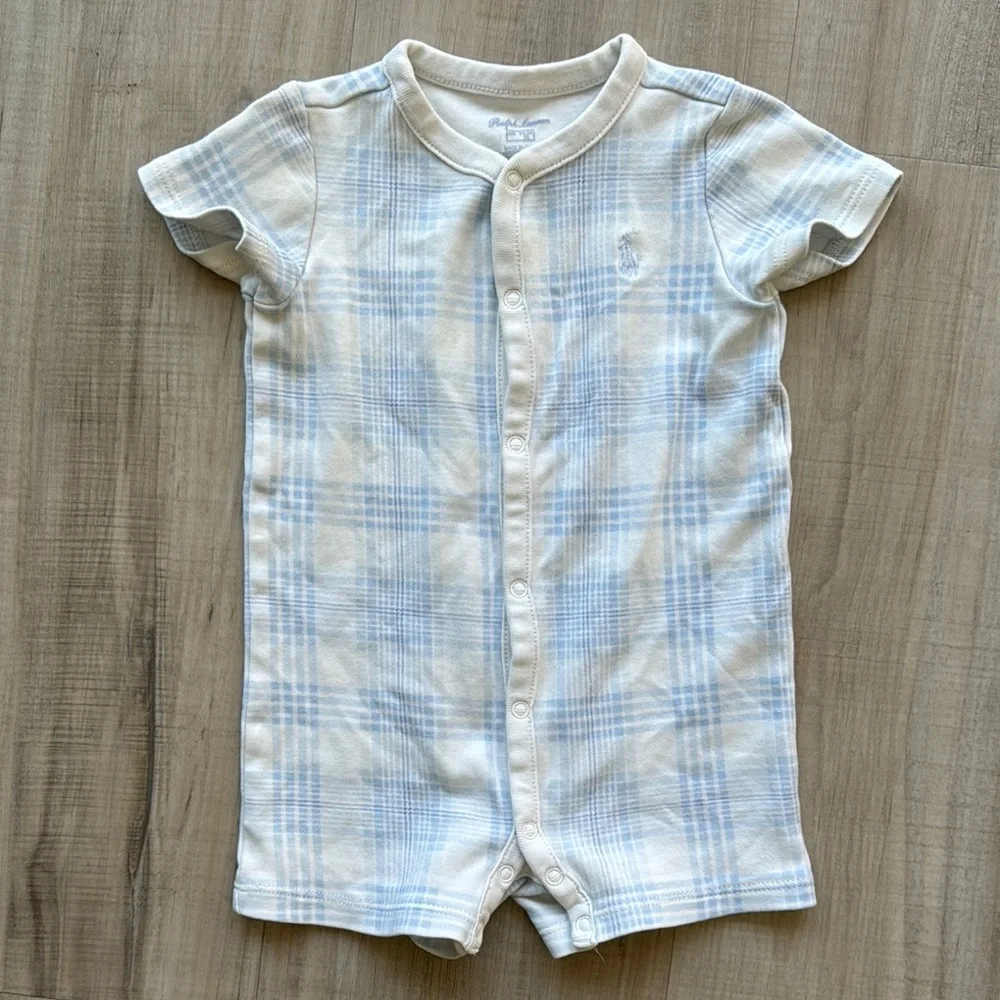 Ralph Lauren polo plaid short sleeve onesie Plaid Baby Romper toddler infant 6m