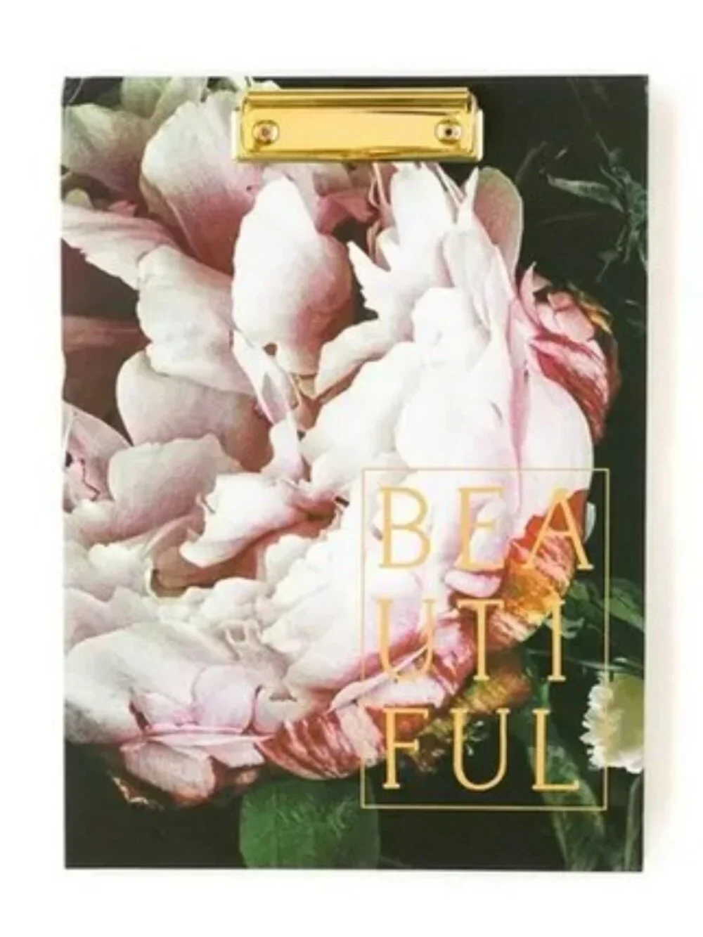 Beautiful Floral Clipboard Notebook Gold Desk Journal Peony Office Decor NWT