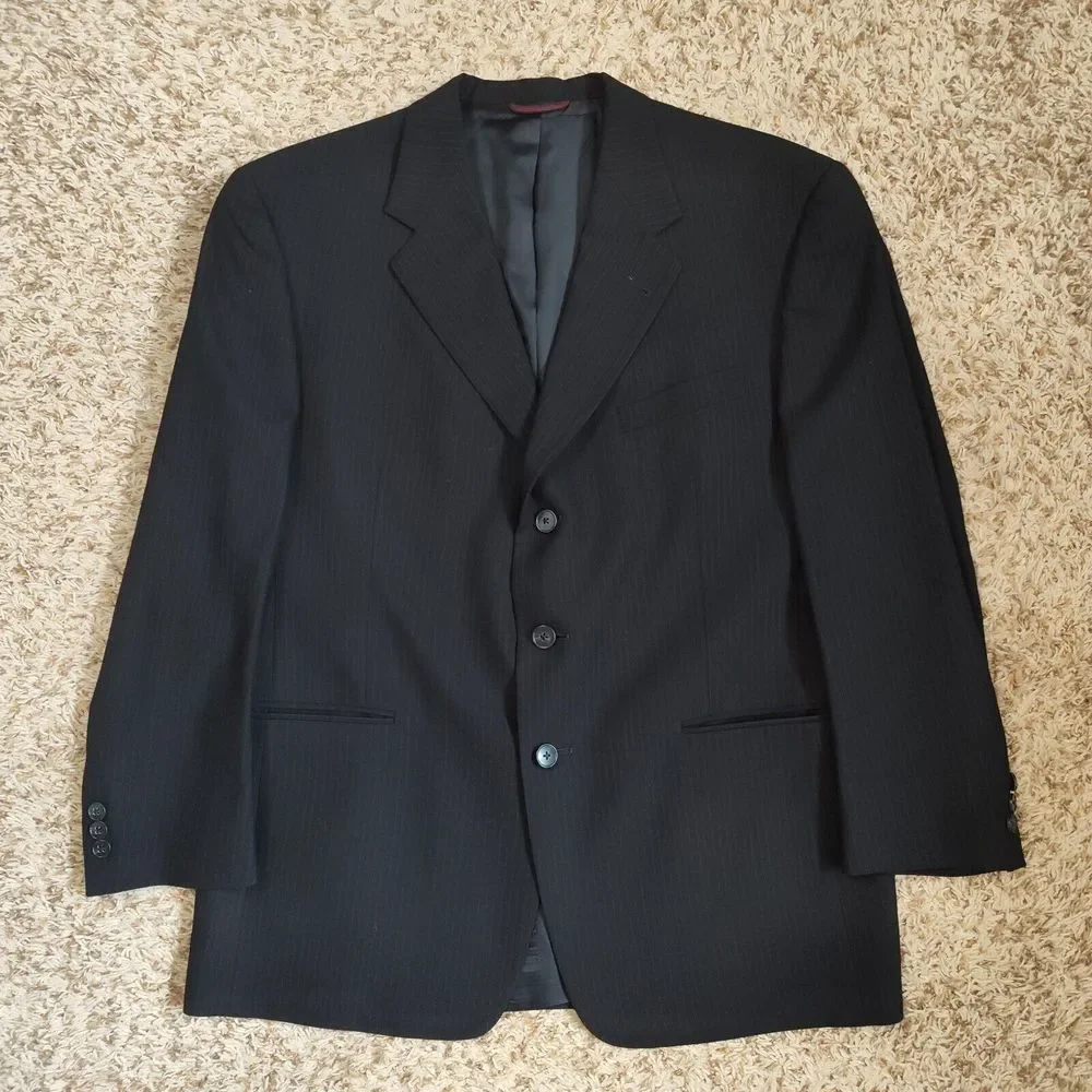 Hart Schaffner & Marx Pine's Men Size 42S Black Pinstripe Wool‎ Blazer