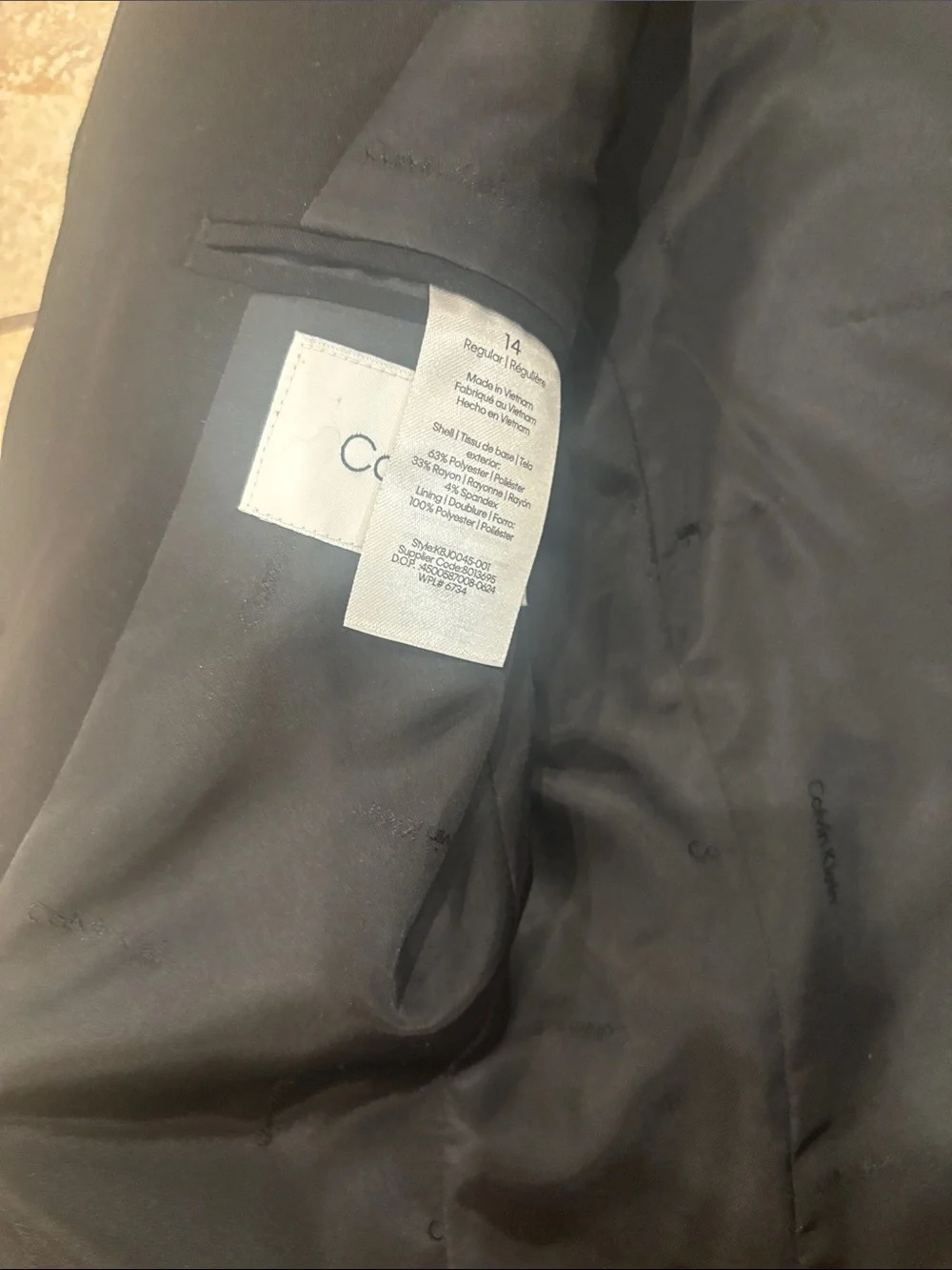 Calvin Klein kids Black Single-Breasted Blazer size 14