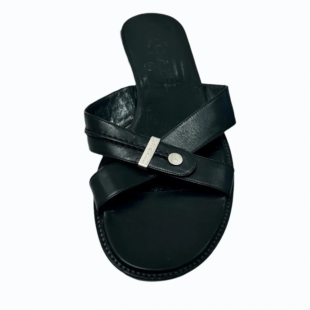 CHANEL black leather