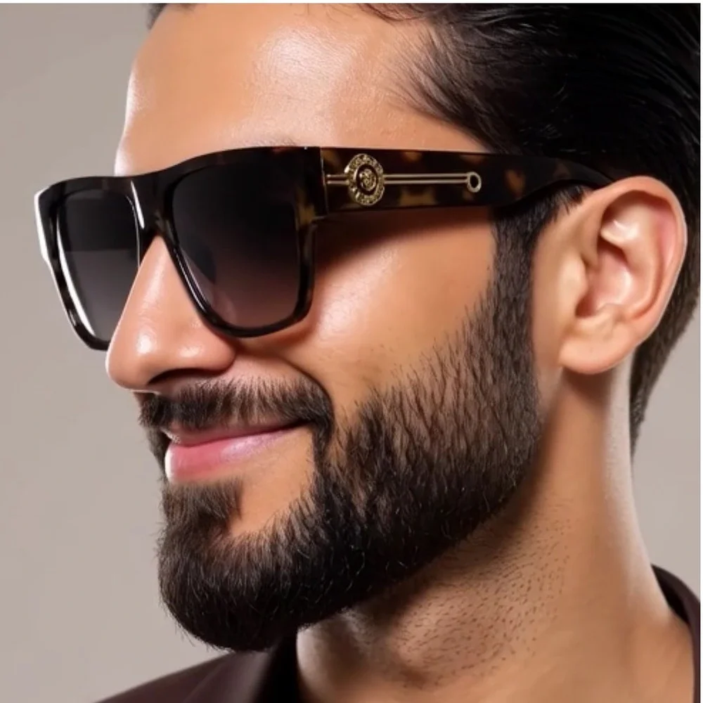 Men Sunglasses Kleo Style Sleek Stylish Bold Flat Top Tortoise Classic Male 2026