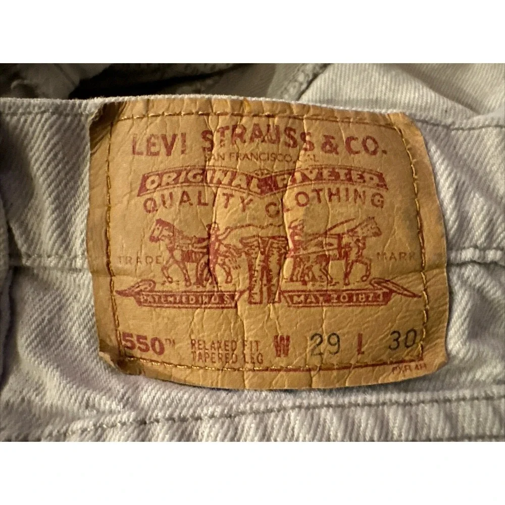 Levis 550 Jeans Mens 29x30 (Actual‎ 27x29) Grey Tan 90's Vintage USA