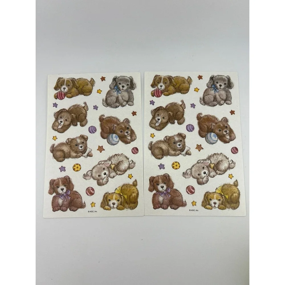 Vintage AGC Puppy Dog Sticker Sheets Lot Cute 80s‎ 90s Kawaii Scrapbook