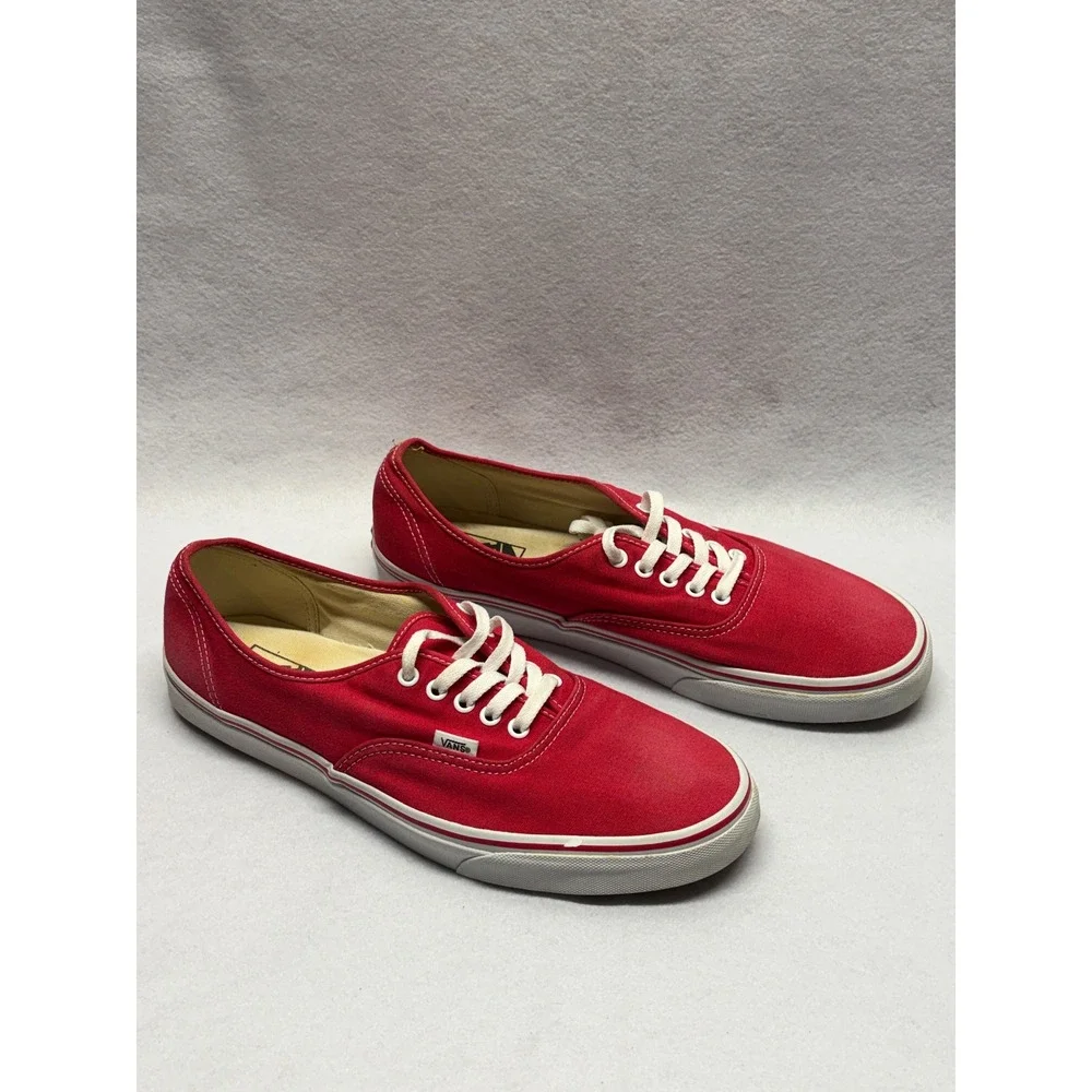Vans Authentic Red Canvas Low Top Skate Shoes Mens Size 13 VN000EE3RED