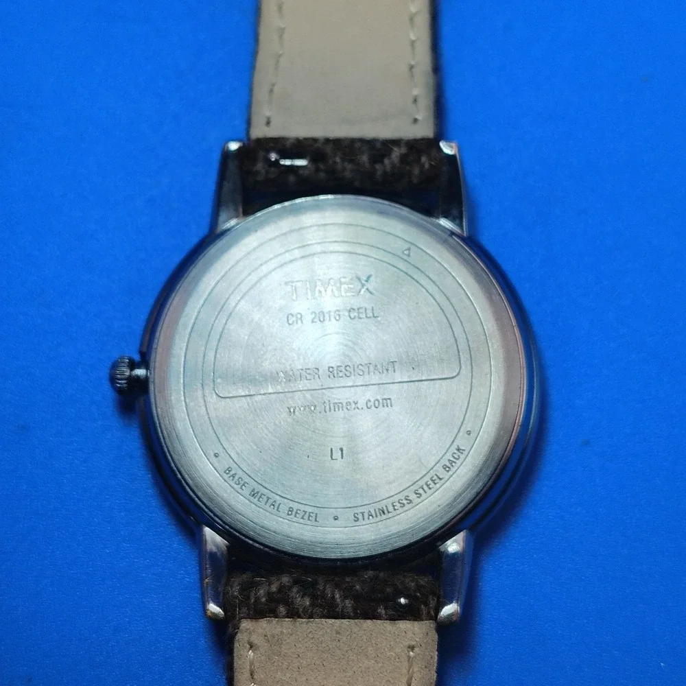 Vintage 2010 Timex Indiglo‎ Date 37mm Mens Quartz Watch New Woven Wool Strap