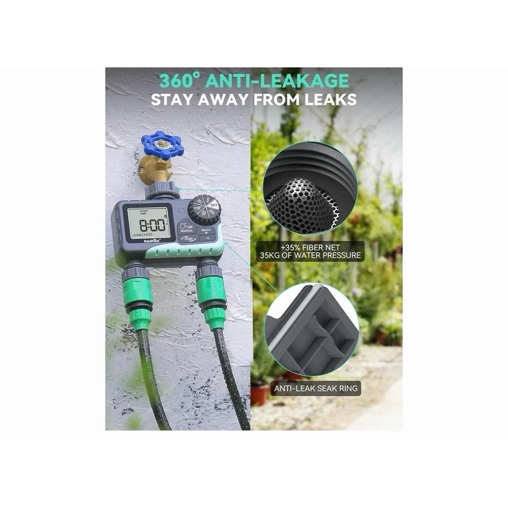 RAINPOINT 3 Zone Sprinkler Timer with Brass Inlet Water Timer for Garden