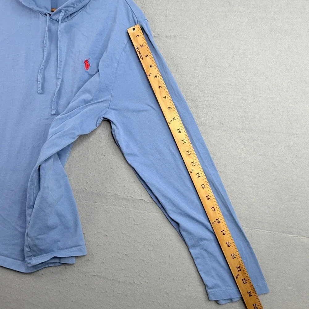 Polo Ralph Lauren Lightweight Hoodie Mens XL Blue Red Pony Long Sleeve