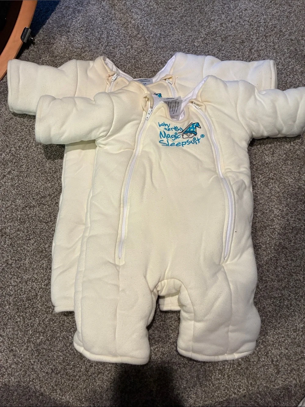 (2) Baby Merlin’s Magic Sleepsuit - Cream, Size Large: 6-9 Months, 18-21 Pounds