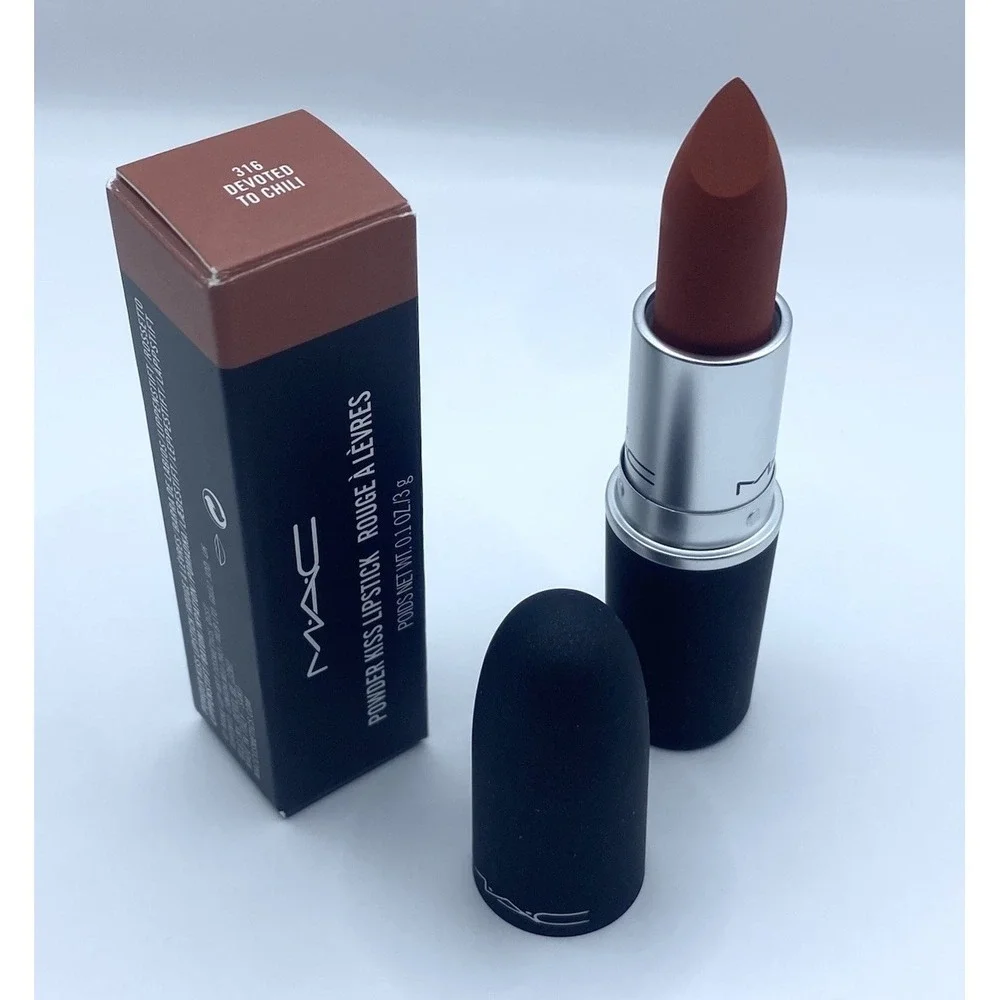 Mac Cosmetics Powder Kiss Lipstick - 316 Devoted To Chili - Full Size NIB
