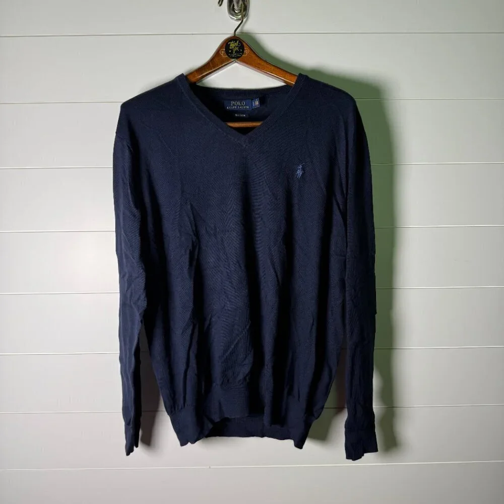 Polo Ralph Lauren Pima Cotton V Neck Sweater Men’s Sz LARGE