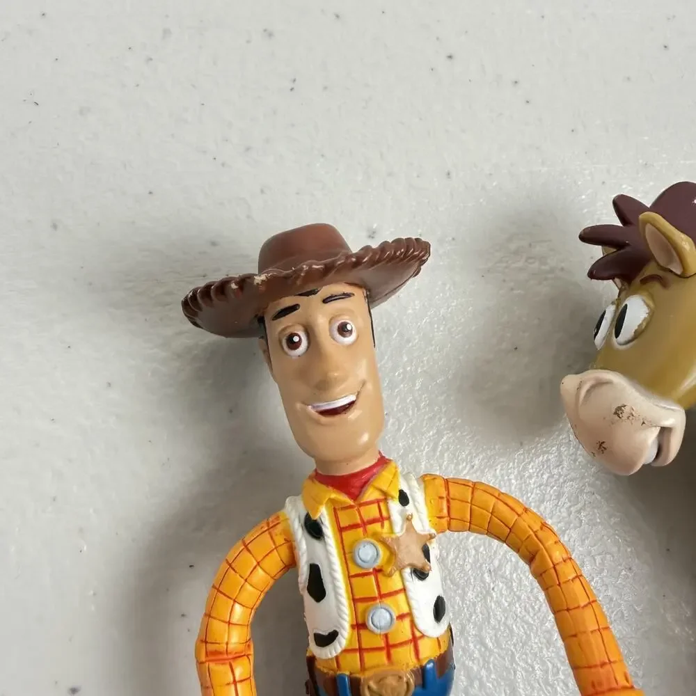 Disney Pixar Toy Story Woody Cowboy Bendy Toy and Bullseye 4.5