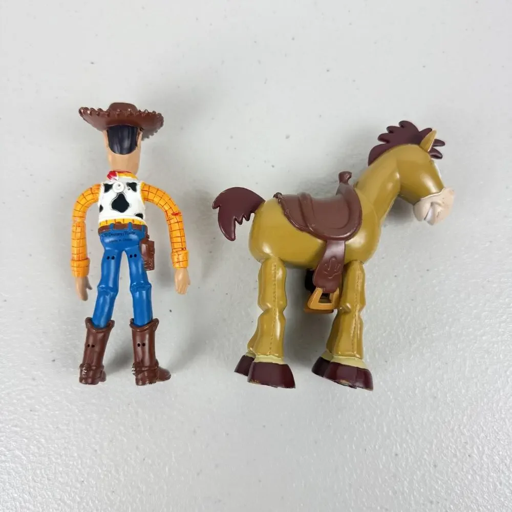 Disney Pixar Toy Story Woody Cowboy Bendy Toy and Bullseye 4.5